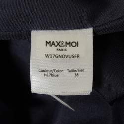 مملوكة مسبقًا Max & Moi Navy Blue Real Fur and Suede Hooded Vest S