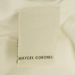 Pre Owned Maygel Coronel White Lycra Ruffle Detail Long Aura Dress One Size 