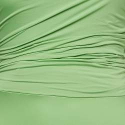 Pre Owned Maygel Coronel Green Jersey One Shoulder Maxi Dress One Size 