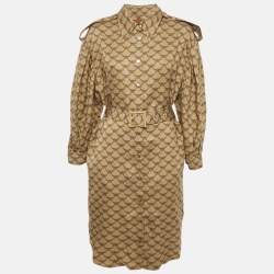 مملوكة مسبقًا فستان مكم بني ليوسل بشعار بحزام ميدي مقاس متوسط (ميديم)