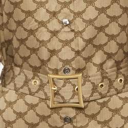 Pre Owned فستان مكم بني ليوسل بشعار بحزام ميدي مقاس متوسط (ميديم)