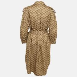 Pre Owned فستان مكم بني ليوسل بشعار بحزام ميدي مقاس متوسط (ميديم)