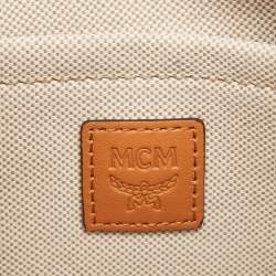 MCM Cognac Visetos Coated Canvas and Leather Small Aren Crescent Hobo