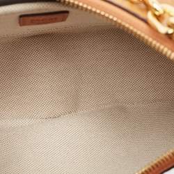MCM Cognac Visetos Coated Canvas and Leather Small Aren Crescent Hobo