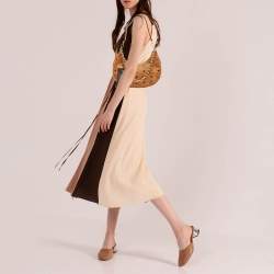 MCM Cognac Visetos Coated Canvas and Leather Small Aren Crescent Hobo