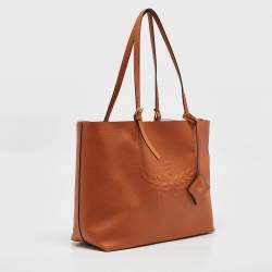 MCM Cognac Leather Medium Himmel Shopper Tote