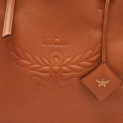 MCM Cognac Leather Medium Himmel Shopper Tote