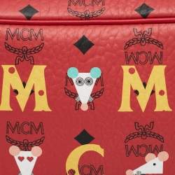 MCM Red Visetos Coated Canvas and Leather 'Year Of The Mouse' Camera Bag