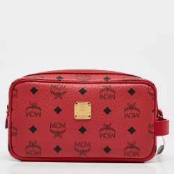 MCM Red Visetos Coated Canvas and Leather 'Year Of The Mouse' Camera Bag