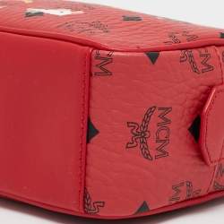MCM Red Visetos Coated Canvas and Leather 'Year Of The Mouse' Camera Bag