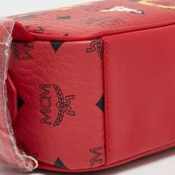 MCM Red Visetos Coated Canvas and Leather 'Year Of The Mouse' Camera Bag