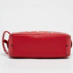 MCM Red Visetos Coated Canvas and Leather 'Year Of The Mouse' Camera Bag