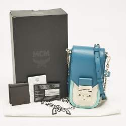 MCM Teal Green Leather Mini Patricia Phone Crossbody Bag