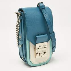 MCM Teal Green Leather Mini Patricia Phone Crossbody Bag