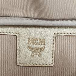 Pre Owned MCM Gold Visetos Coated Canvas Belt Bag