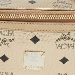 Pre Owned MCM Gold Visetos Coated Canvas Belt Bag