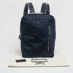 Pre Owned MCM Navy Blue Visetos Nylon Medium Dieter Backpack