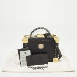 Pre Owned MCM Black Visetos Coated Canvas and Leather Berlin Box Bag