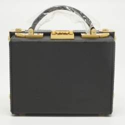 Pre Owned MCM Black Visetos Coated Canvas and Leather Berlin Box Bag