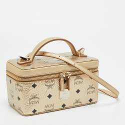 مملوكة مسبقًا MCM Rockstar Gold Visetos Coated Canvas Vanity Case