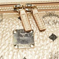 مملوكة مسبقًا MCM Rockstar Gold Visetos Coated Canvas Vanity Case