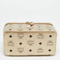 مملوكة مسبقًا MCM Rockstar Gold Visetos Coated Canvas Vanity Case