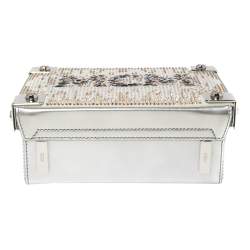Pre Owned MCM Silver Leather Swarovski Crystal Embellished Berlin Box Bag