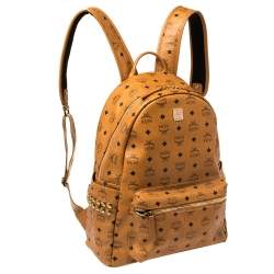 Pre Owned MCM Cognac Visetos Coated Canvas Large Stark Backpack