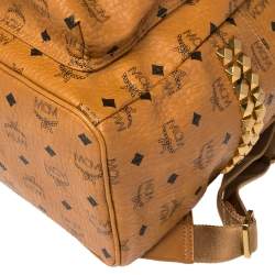 Pre Owned MCM Cognac Visetos Coated Canvas Large Stark Backpack