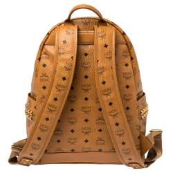 Pre Owned MCM Cognac Visetos Coated Canvas Large Stark Backpack