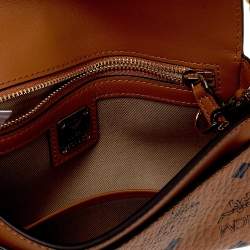 Pre Owned MCM Cognac Visetos Coated Canvas Crossbody Bag