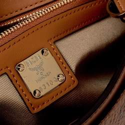 Pre Owned MCM Cognac Visetos Coated Canvas Crossbody Bag