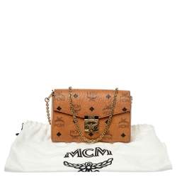 Pre Owned MCM Cognac Visetos Coated Canvas Crossbody Bag