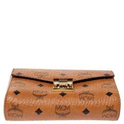 Pre Owned MCM Cognac Visetos Coated Canvas Crossbody Bag