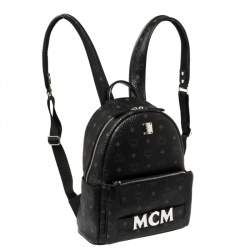 Pre Owned MCM Black Visetos Coated Canvas Trilogie Stark Backpack