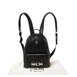 Pre Owned MCM Black Visetos Coated Canvas Trilogie Stark Backpack