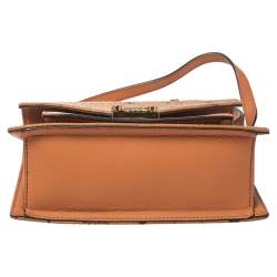 Pre Owned MCM Cognac Visetos Coated Canvas and Leather Patricia Top Handle Bag