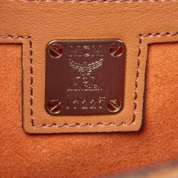 Pre Owned MCM Cognac Visetos Coated Canvas and Leather Patricia Top Handle Bag