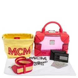Pre Owned MCM Pink Transparent PVC and Leather Berlin Soft Box Bag
