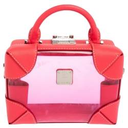 Pre Owned MCM Pink Transparent PVC and Leather Berlin Soft Box Bag