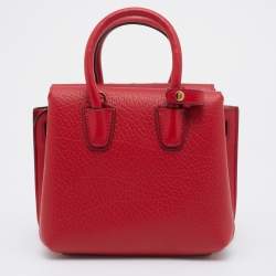 MCM Red Leather Crystal Embellished Milla Satchel