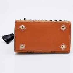 MCM Tan/Black Visetos Coated Canvas and Watersnake Mini Heritage Top Handle Bag