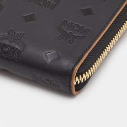 MCM Black Monogram Embossed Leather Klara Continental Wallet