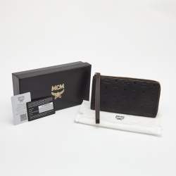MCM Black Monogram Embossed Leather Klara Continental Wallet