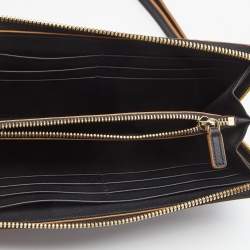 MCM Black Monogram Embossed Leather Klara Continental Wallet