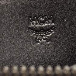MCM Black/Pruple Leather Color Splash Logo Zip Around Wallet Bag