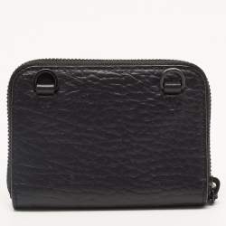 MCM Black/Pruple Leather Color Splash Logo Zip Around Wallet Bag