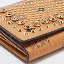 Pre Owned MCM Cognac Visetos Leather Milla Long Trifold Continental Wallet