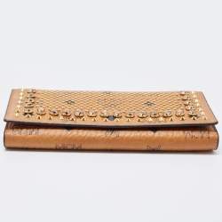 Pre Owned MCM Cognac Visetos Leather Milla Long Trifold Continental Wallet