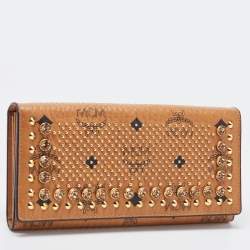 Pre Owned MCM Cognac Visetos Leather Milla Long Trifold Continental Wallet